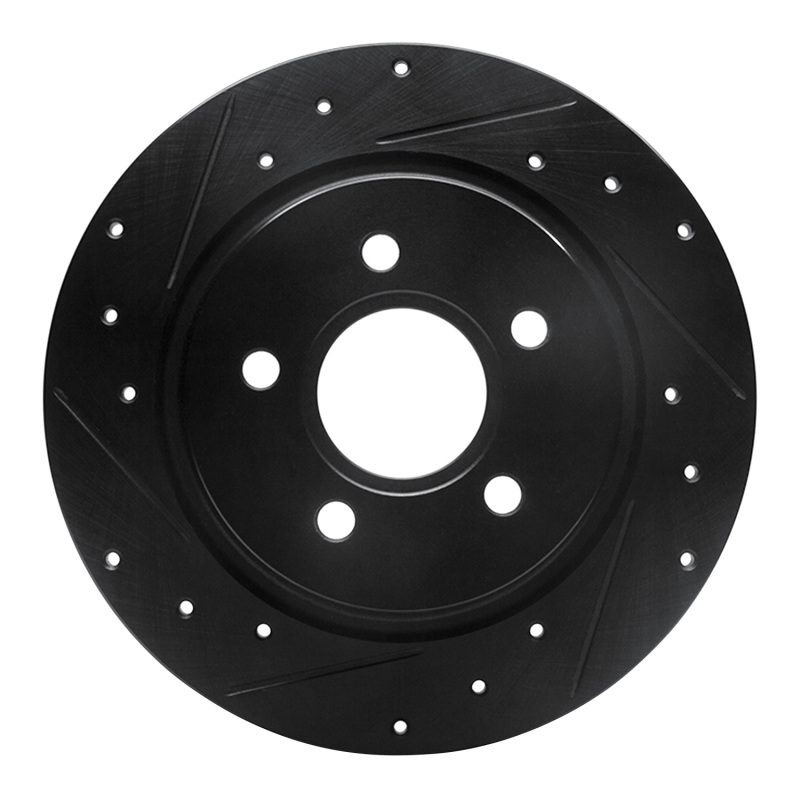 Volvo S40 Brake Rotor (1) - Rear Left - R1 Concepts - Drilled & Slotted - Black - `04-`13